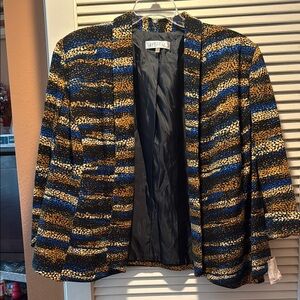 Kasper Striped Brown, Tan and Blue Blazer